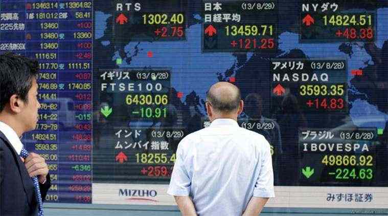 Asian shares ease from two-year peak as economic woes intensify